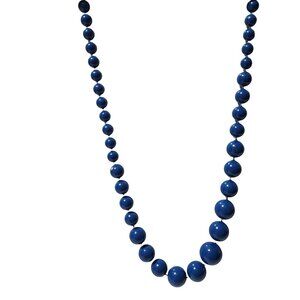 Vintage Blue Beaded Necklace Gradient Size Beads Retro 50s 60s Fashion Jewelry